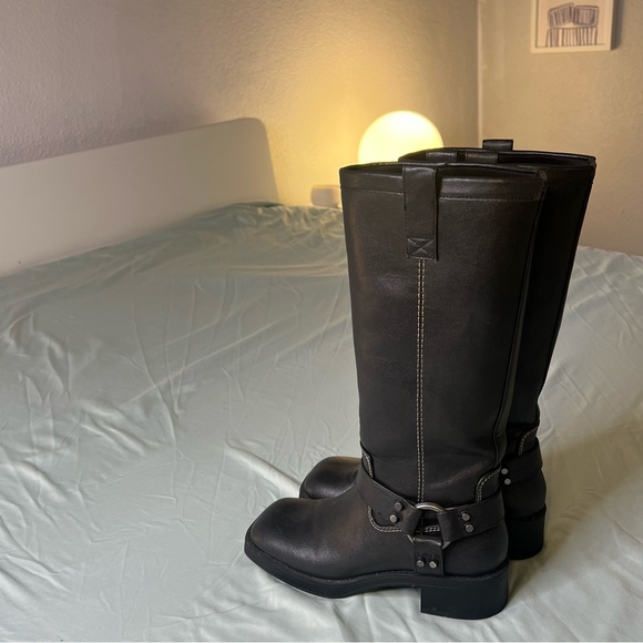 Zara Shoes - Zara Black Combat Moto Boots with Harness Detail